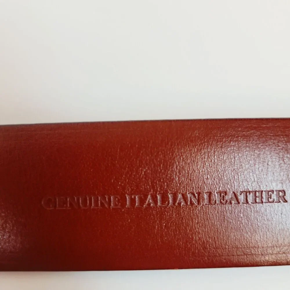 Johnston & Murphy Handcrafted Black Italian Leather Croc Embossed Belt